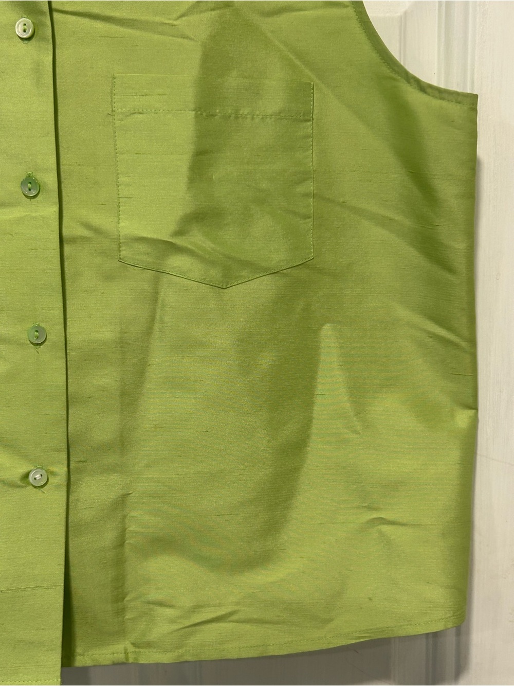 Vintage Real Clothes Saks Fifth Avenue sleeveless button-up Raw Silk Blouse Sz10 - Picture 2 of 8